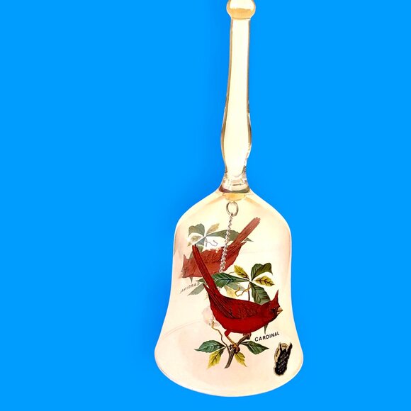 West Virginia Glass Vintage Bell with Ringer Cardinal Birds Sticker - Picture 3 of 15